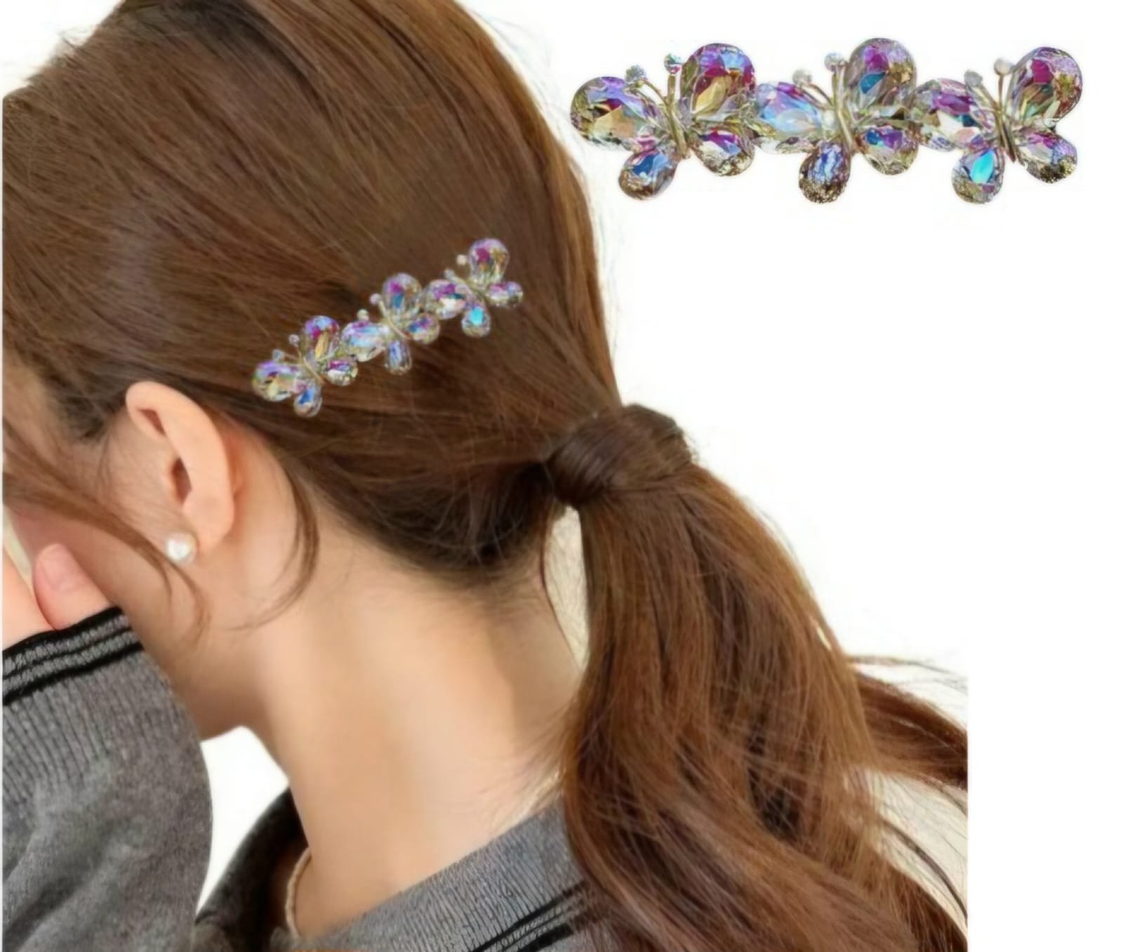 Rainbow Shade Silver Butterfly Clip