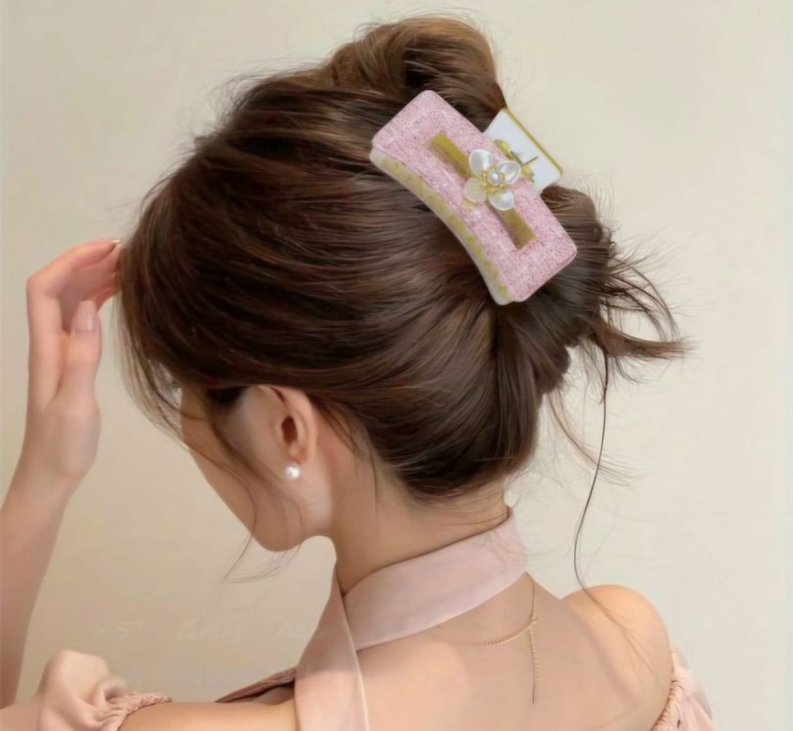 Rectangle Shaped Flower Hair Claw